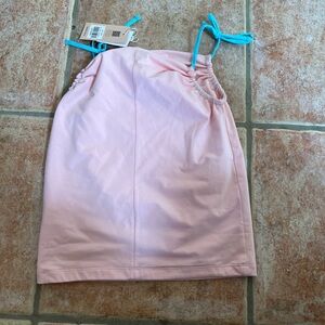 Tiger mist pink cut out skirt blue ties